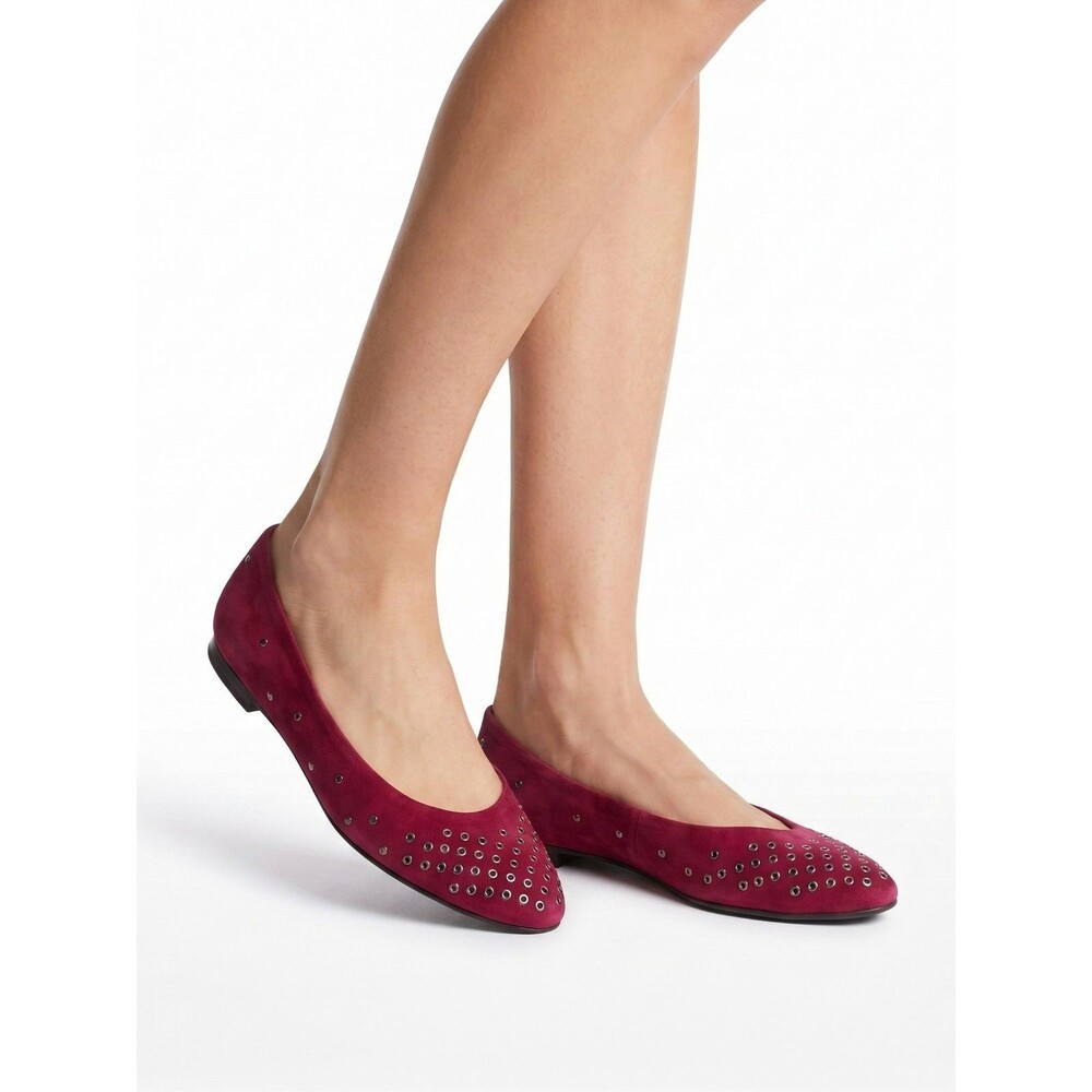 Attilio Giusti Leombruni AGL Red Suede Grommet Ballet Flats Shoes EU 37 6-6.5 US
